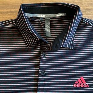 Adidas Men's Black Polo with Multicolor Stripes